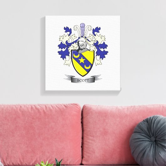 Scott Family Crest Coat of Arms Canvas Afdruk (Insitu (Woonkamer))