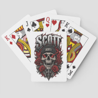 Scott Gothic Schedel Gepersonaliseerde Naam Ontwer Pokerkaarten