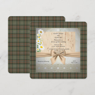 Scott Green Weathered Tartan Garden Wedding Kaart