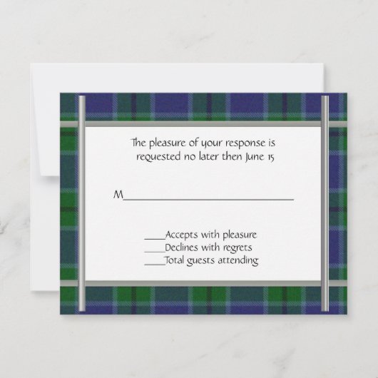 Scott Plaid Wedding Carte RSVP (Devant)