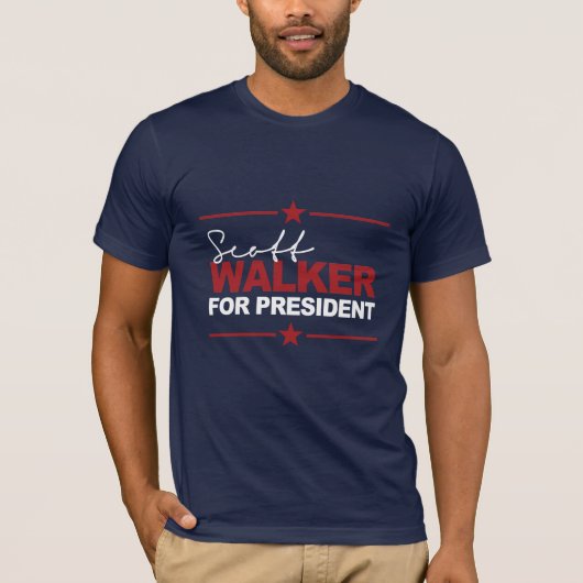 Scott Walker For President 2016 Handtekening T-shirt (Voorkant)