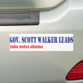 Scott Walker Leads Bumpersticker (Op auto)