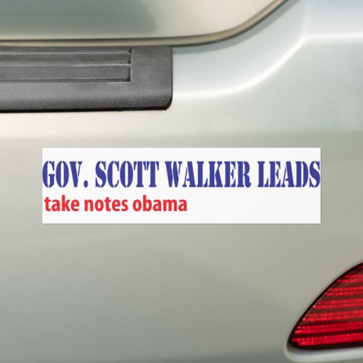 Scott Walker Leads Bumpersticker (Op auto)