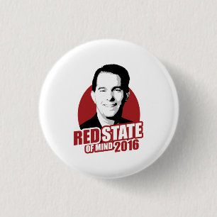 Scott Walker Red State of Mind 2016 Ronde Button 3,2 Cm