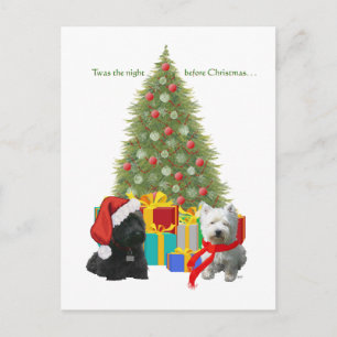 Scottie and Westie kerstboom Feestdagenkaart