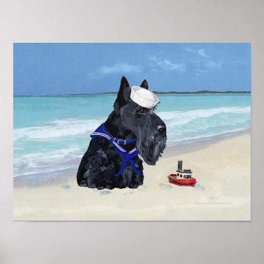 Scottie bij de Beach Poster (Voorkant)