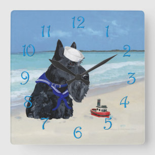 Scottie bij het Strand Vierkante Klok