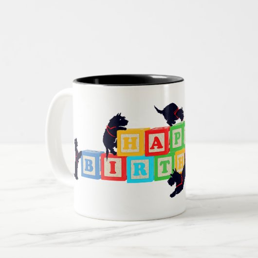 Scottie Birthday Blocks Mug (Devant gauche)