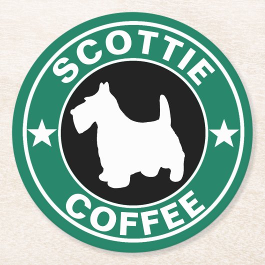 SCOTTIE Coffee Ronde Kartonnen Onderzetter (Voorkant)