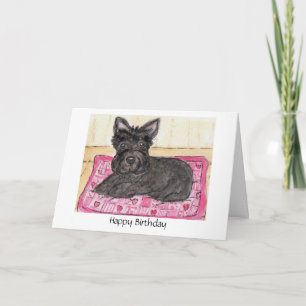 Scottie Dog art Birthday-kaart Schotse doodsbang Kaart