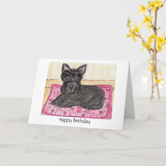 Scottie Dog art Carte d'anniversaire Scottie (Fleur jaune)