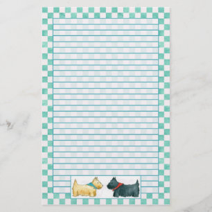 Scottie Dog Blauwgroen Groene Waterverf Controles Briefpapier
