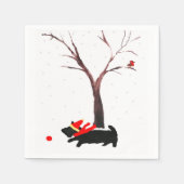 Scottie Dog en Robin Kerstkunst Servet (Voorkant)