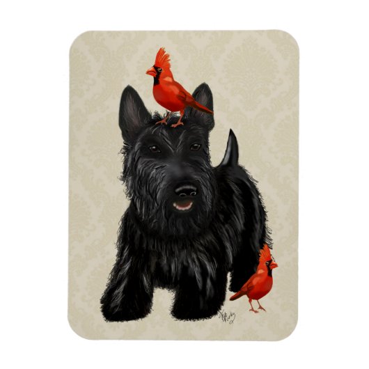 Scottie Dog en Rode vogels Magneet (Verticaal)