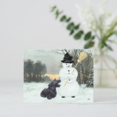 Scottie Dog en Snowman Briefkaart (Staand voorkant)