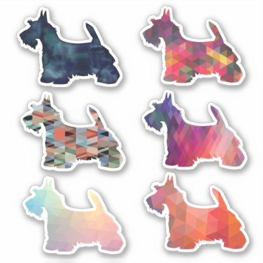 Scottie Dog Geometric Pattern Silhouette Collect Sticker (Voorkant)
