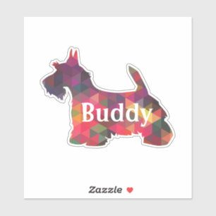 Scottie Dog Geometric Pattern Silhouette met Tekst Sticker