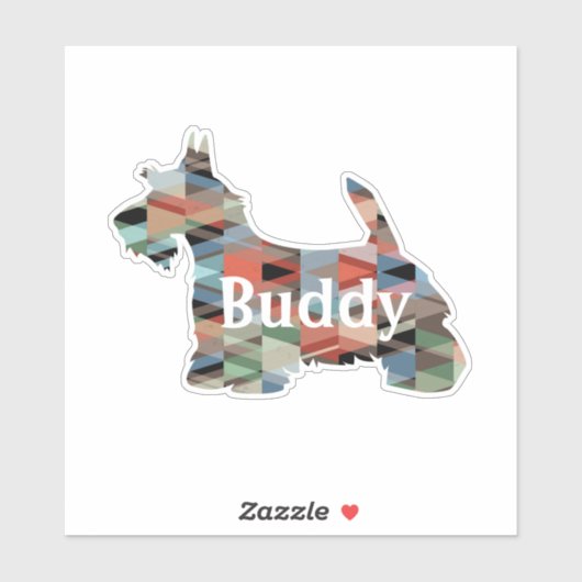 Scottie Dog Geometric Pattern Silhouette met Tekst Sticker (Vel)