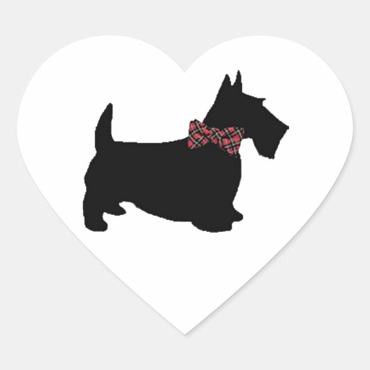 Scottie Dog in Plaid Bow Stropdas Hart Sticker (Voorkant)