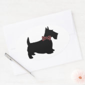 Scottie Dog in Plaid Bow Stropdas Ovale Sticker (Envelop)