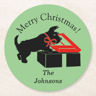 Scottie Dog Kerst Papier Feest Drink Onderzetters