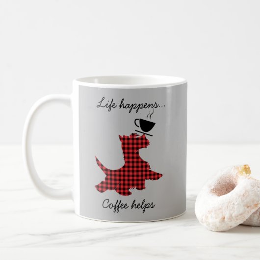 Scottie Dog Life Happens Koffie Helpt Grappige Mok (Met donut)
