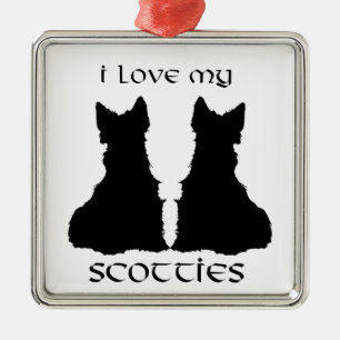 Scottie Dog Love Silhouettes Ornament