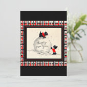 Scottie Dog New Years Invitation flat card Kaart (Staand voorkant)