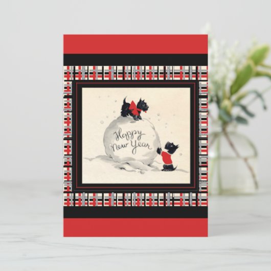 Scottie Dog New Years Party Uitnodiging (Staand voorkant)