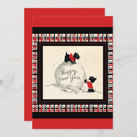 Scottie Dog New Years Party Uitnodiging (Voorkant / Achterkant)