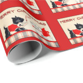 Scottie Dog, noir et blanc emballage cadeau de Noë (Coin rond)