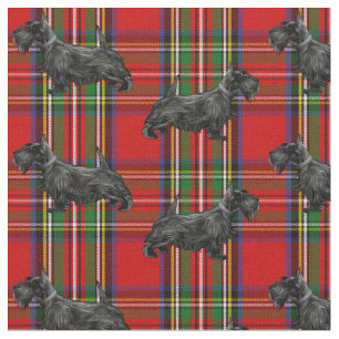 Scottie Dog on Red Scottish Tartan Stof