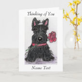 Scottie Dog Penser de Vous carte ami famille etc (Fleur jaune)