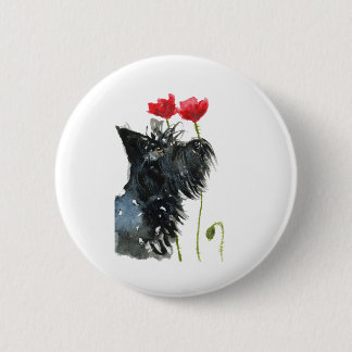 Scottie Dog "Poppies" Ronde Button 5,7 Cm