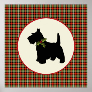 Scottie Dog Scotch met kerstfeestdag hond Poster