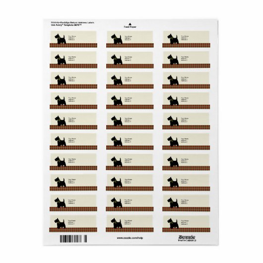Scottie Dog Scotch Plaid Kerstmis Gepersonaliseerd Etiket (Full Sheet)
