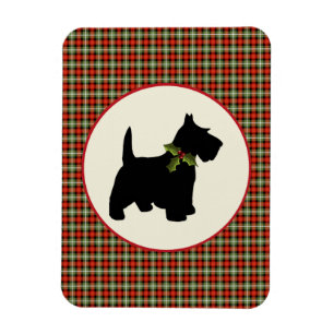 Scottie Dog Scotch Plaid Kerstvakantie Magneet