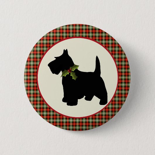 Scottie Dog Scotch Pset Kerstmis Ronde Button 5,7 Cm (Voorkant)