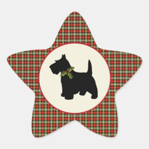 Scottie Dog Scotch Pset Kerstmis Ster Sticker