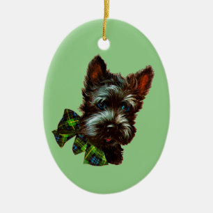 Scottie Dog Scottish Terrier & Jadeite Keramisch Ornament