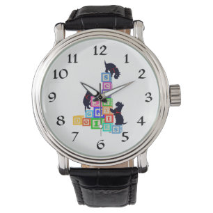 Scottie Dogs Alphabet Blocks Horloge