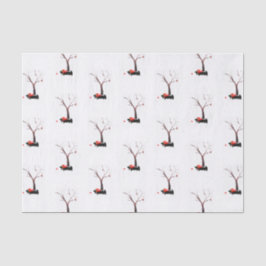 Scottie Dogs en Robin in Winter Seasonal Tissuepapier