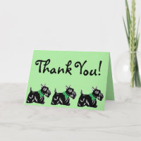 Scottie Dogs met Bows Green Thank You Card