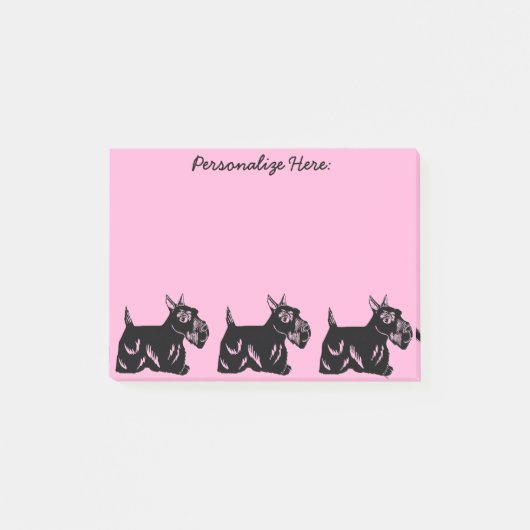 Scottie Dogs Pink Custom Post-it® notes 4 x 3 (Voorkant)