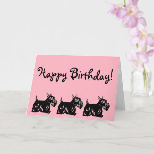 Scottie Dogs Pink Happy Birthday Kaart