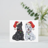 Scottie en Westie Caroling Briefkaart (Staand voorkant)