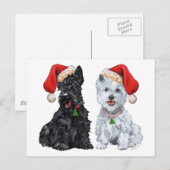Scottie en Westie Caroling Briefkaart (Voorkant / Achterkant)