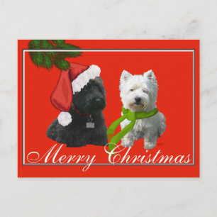 Scottie en Westie Merry Kerstmis Feestdagenkaart
