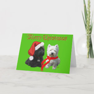 Scottie en Westie Prettig Kerstfeest Feestdagen Kaart