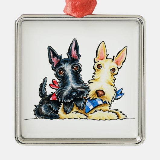 Scottie Gingham Cuties Metalen Ornament (Voorkant)